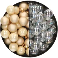 Othmar decorations Mini kerstballen - 48x- transparant parelmoer/champagne - 2,5 cm - glas - Kerstbal