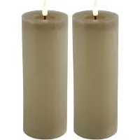 Countryfield Lyon LED kaarsen - 2x - beige - D7,5 x H20 cm - timer - LED kaarsen