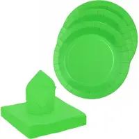 SANTEX servies set karton - 10x bordjes/25x servetten - felgroen - Feestbordjes