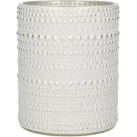 Countryfield Luxe theelichthouder - Aurora - parel wit/zilver - D10 x H12 cm - Waxinelichtjeshouders