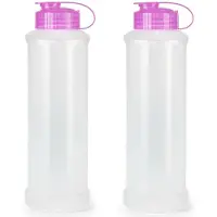 Forte Plastics PlasticForte Waterfles/bidon - 2x - 1600 ml - transparant/roze - kunststof - Drinkflessen