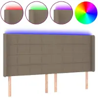vidaXL Hoofdbord LED 183x16x118/128 cm stof taupe