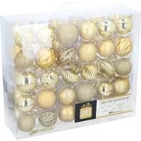 Giftsome Gouden Kersballen Set - 60 Kunststof Kerstballen - Excl. Piek - Kerst Decoratie - Ø6/7 cm