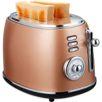 Moa Retro Broodrooster - 6 Warmteniveaus - 2 Extra Brede Sleuven - 850W - Reheat en Ontdooi-functie - Zwart - T3C