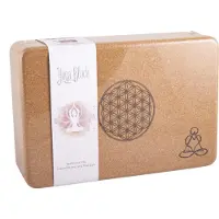 BERK Yogablok van kurk met levensbloem en mandala