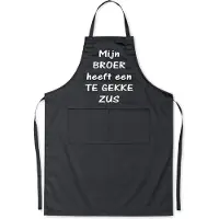 Kariban Mijncadeautje Schort - Te gekke zus - opdruk wit - mooie en exclusieve keukenschort - zwart