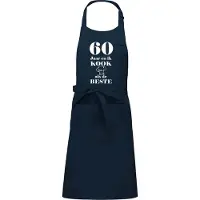 Kariban Mijncadeautje - Luxe schort - 60 jaar - en ik kook als de beste - blauw
