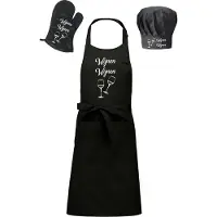 Kariban mijncadeautje - Cadeauset "Brasserie" - 3 delig - Schort + Ovenwant + Koksmuts - wijnen wijnen - zwart