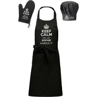 Kariban mijncadeautje - Cadeauset - Schort / koksmuts / ovenwant - Keep Calm - met voornaam