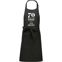 Kariban Mijncadeautje - Luxe schort - 70 jaar - en ik kook als de beste - chique grijs