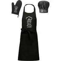 Kariban mijncadeautje - Cadeauset - Schort / koksmuts / ovenwant - Wat maak je menu - met voornaam