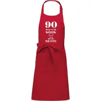 Kariban Mijncadeautje - Luxe schort - 90 jaar - en ik kook als de beste - rood