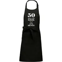 Kariban Mijncadeautje - Luxe schort - 50 jaar - en ik kook als de beste - zwart