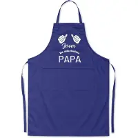 Kariban Mijncadeautje - Luxe keukenschort - Allerliefste Papa - 2 duimen - met voornaam - Blauw