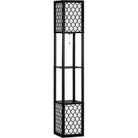 Aosom Vloerlamp met dubbele lampen, plank, 40W staande lamp voor de woonkamer, zwart