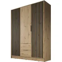 Meubella Kledingkast Eiken Zwart 155x51x200 Garderobekast