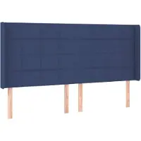 vidaXL Hoofdbord met randen 183x16x118/128 cm stof blauw