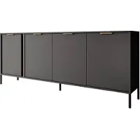 Meubella Dressoir Antraciet 203x39x81 goud zwarte pootjes