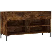 vidaXL Schoenenbank 102x35x55 cm bewerkt hout gerookt eikenkleurig