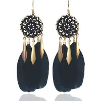Deja Jewels Veer Oorbellen Zwart - Dromenvanger