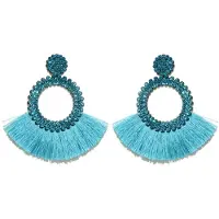 Cilla Jewels Fringe Oorbellen met Lichtblauw Strass van