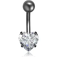 LGT JWLS Stalen Piercing voor Navel - Heart Gunmetal