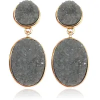 Deja Jewels Ovale Deja Oorhangers - Resin Grey