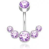 LGT JWLS Piercing in Anker vorm - Paars Kristal & Zilver