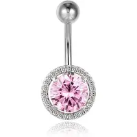 Cilla Jewels Cilla Navelpiercing van Titanium - Bling Zilver & Roze