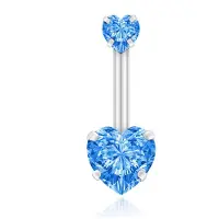 LGT JWLS Navelpiercing Edelstaal Double Heart Lichtblauw