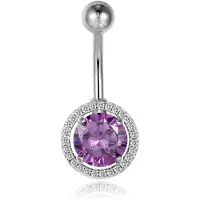 Cilla Jewels Cilla Navelpiercing van Titanium - Bling Zilver & Paars