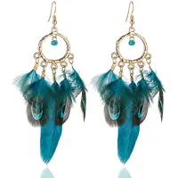 Deja Jewels Cirkelvormige Oorbellen met Boho Veertjes -