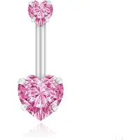 LGT JWLS Navelpiercing Edelstaal Double Heart Roze