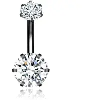 LGT JWLS Piercing met 6-kant Zirkonia - Hexagon Gunmetal