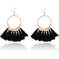 Deja Jewels LGT JWLS Oorhangers Cirkel en Zwarte Kwastjes