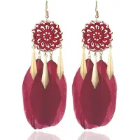 Deja Jewels Veer Oorbellen Rood - Dromenvanger