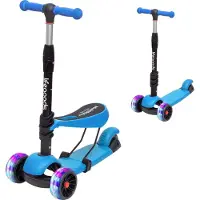 LifeGoods MultiRider Kinderstep - Step 3-8 Jaar - Verstelbaar Zitje - Lichtgevende Wielen - Jongens/Meisjes - Blauw