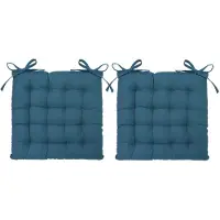 Atmosphera Stoelkussen - 2x - blauw - katoen - 38 x 6 cm - zitkussen - tuinstoelkussens