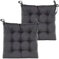 Anna's Collection Stoelkussen gewatteerd - 2x - antraciet - 38 x 38 cm - tuinstoelkussens