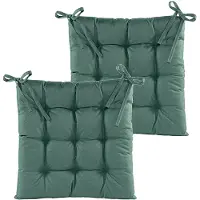 Anna's Collection Stoelkussen gewatteerd - 2x - donker groen - 38 x 38 cm - tuinstoelkussens