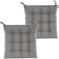 Anna's Collection Stoelkussen gewatteerd - 2x - grijs - 38 x 38 cm - tuinstoelkussens