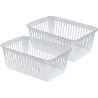 Whitefurze Opbergmand/kastmandjes - 2x - Kunststof - Transparant - 30 x 19 x 11 cm - Opbergbox