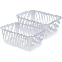 Whitefurze Opbergmand/kastmandjes - 2x - Kunststof - Transparant - 37 x 25 x 15 cm - Opbergbox