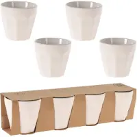 Excellent houseware espresso/koffie kopjes - 8x - wit - porselein - 90 ml - Bekers