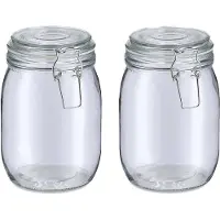 Zeller Weckpot/inmaakpot Alfie - 2x - 1L - glas - beugelsluiting - D11 x H17 cm - Weckpotten