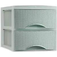 Forte Plastics PlasticForte Thuis kantoor organizer ladeblok - 25 x 37 x 26 cm - Kunststof - Groen - 2 lades - Ladeblok