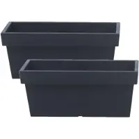 Prosperplast 2x stuks stevige terras/balkon plantenbakken/bloembakken kunststof 79 x 35 x 33 cm antraciet grijs - Plantenpotten