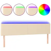 vidaXL Hoofdbord LED 180x5x78/88 cm stof crèmekleurig