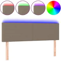 vidaXL Hoofdbord LED 144x5x78/88 cm stof taupe