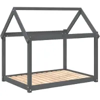 vidaXL Hondenmand 111x80x100 cm massief grenenhout grijs